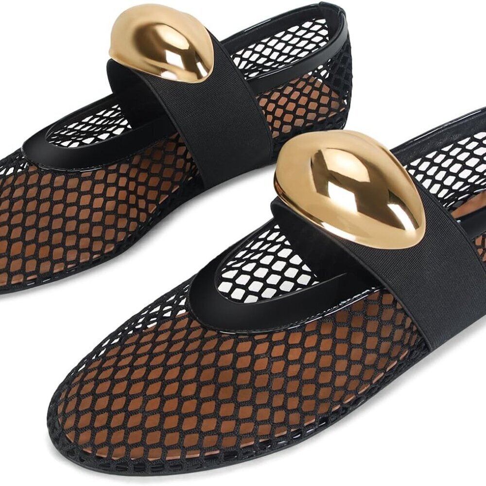 Mesh Ballet Flats Women Breathable Casual Office Shoes Rubber Sole